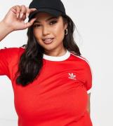 adidas Originals Plus - adicolor - Rød T-shirt med tre striber