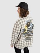 Broken Promises Corn Snake Spatter Distressed Flannel Skjorte grå