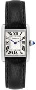 Cartier Dameur WSTA0042 Tank Must De Sølvfarvet/Læder