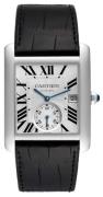 Cartier Herreur W5330003 Tank MC Sølvfarvet/Læder