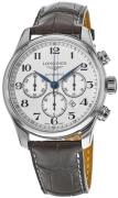 Longines Herreur L2.859.4.78.3 Master Sølvfarvet/Læder Ø44 mm