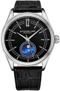 Stührling Original Herreur 897.02 Celestia Sort/Læder Ø42 mm