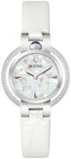 Bulova Dameur 96R254 Rubaiyat Hvid/Læder Ø30 mm