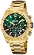 Festina Herreur F20684-3 Timeless Grøn/Gul guldtonet stål Ø45 mm
