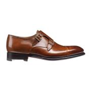 Klassiske lædermonkstrap-sko,Mørkebrune Spændesko,Klassisk Læder Dobbe...