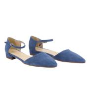 Suede Ballet Flats med Ankelrem