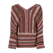 Multifarvet Oversize Sweater med Regenererede Garn