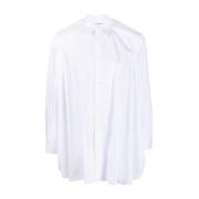 Hvid Bomuldsskjorte med Sideslidser