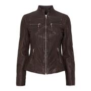 Notyz Biker Læderjakke W. Collar Skind 1132Rf Almond Brown W. Silver A...