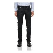 Slim-fit Sorte Bomuld Jeans med Knappelukning og Fem Lommer