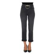 Sorte denim jeans til kvinder med matchende bælte