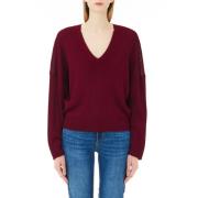 Rød Aubergine V-Hals Sweater