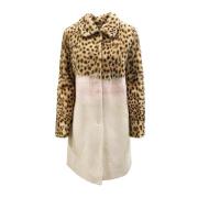 Leopard ærme shearling frakke