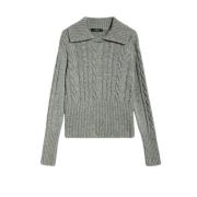 Grå Tweed Krave Sweater