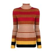 Brun Ribbet Højhalset Sweater