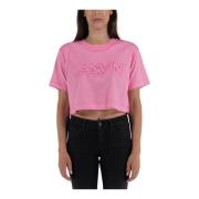 Bomuldsovertrykt Cropped T-Shirt