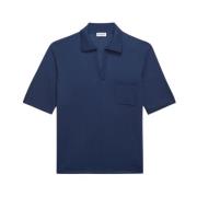 Stilfuld Blå Uld Polo Shirt til Mænd