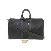 Pre-owned Svart lerret Louis Vuitton Keepall