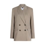 Dobbeltbrystet Blazer i Faded Khaki