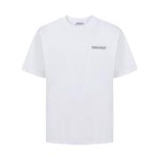 Hvid Læder T-Shirt med Korslogo