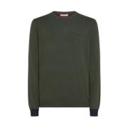 Mørk militærgrøn rund albue kontrast sweater