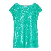 Grøn Paillet T-Shirt Kjole
