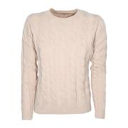 Flettede Crew Neck Cashmere og Uld Sweater