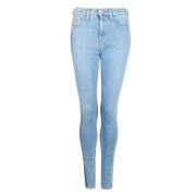 Højtaljede skinny jeans med stribe detalje