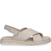 Beige Læder Flade Sandaler