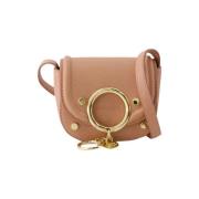 Læder Crossbody Taske - Kaffe Pink