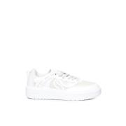 Hvide lavtop sneakers med logo print