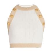 Ivory Ribbet Viskose Blandet Top