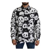 Sort Panda Herre Afslappet 100% Bomuld Skjorte