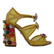 Højhælede sandaler med flerfarvede krystaller