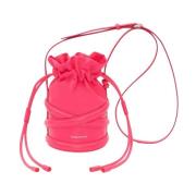 Curve Snørelukning Mini Taske i Fuchsia Pink Læder