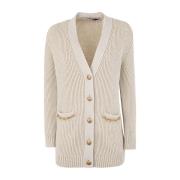 Ribbet Jacquard Uld Cardigan