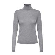 Grå Melange Uld Rollneck Turtleneck