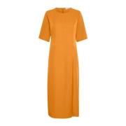 Flame Orange Midi Day Dress