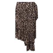 Leopardmønstret Plisseret Nederdel til Kvinder