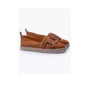 Læder Crust Espadriller med Læder Links - Cognac Farve, Størrelse 39