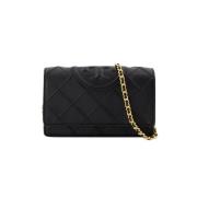 Sort Stof Crossbody Taske