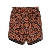 Orange Grafisk Print Shorts