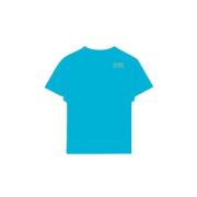 Blå Bomuld Jersey T-Shirt med Broderi