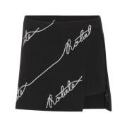 Sort Bomuld Mini Nederdel med Paillet Logo