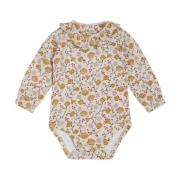 Blomstret Baby Body Offwhite/Gul