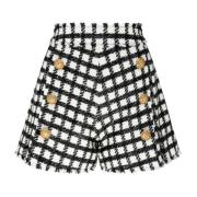 Sort og hvid tweed shorts