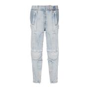 Ribbed bomuld slim-fit jeans med lommer