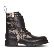 Bicolor smooth and monogram jacquard Phil Ranger ankle boots