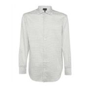 Regular Fit Hvid Skjorte med All Over Ørnemønster til Mænd