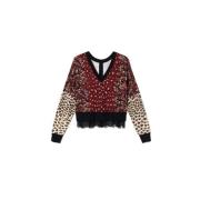 Leopard Blomstret Cardigan Sæt